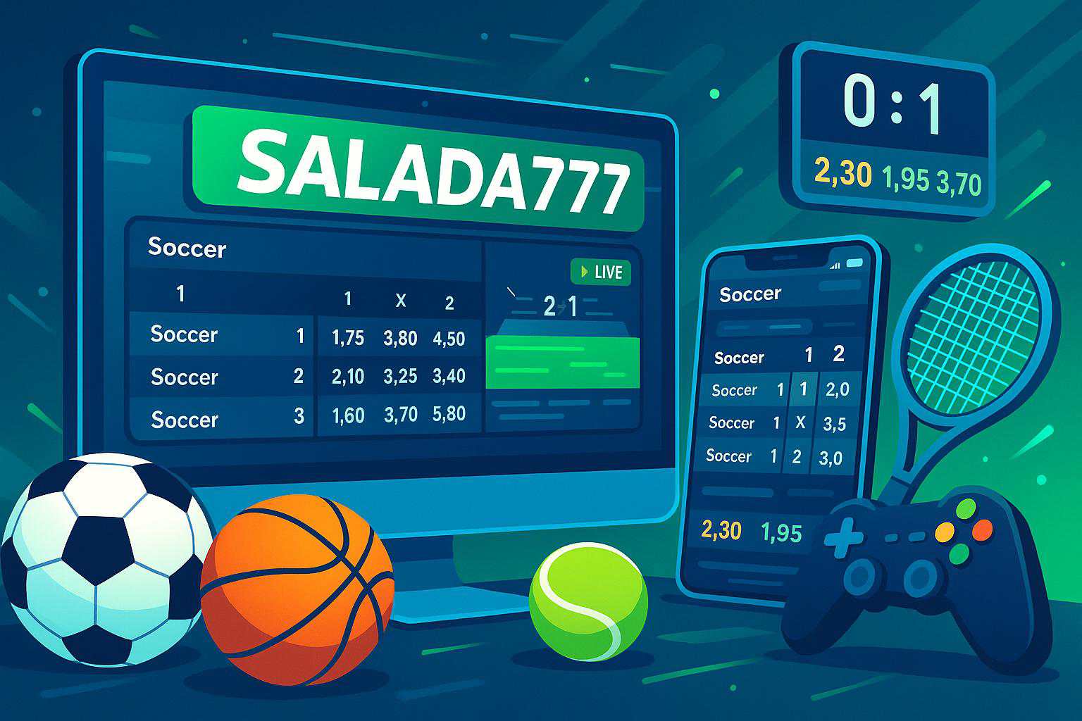 Aposte em apostas esportivas no cassino online SALADA777